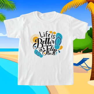 T-shirt vie flip flop mot art filles