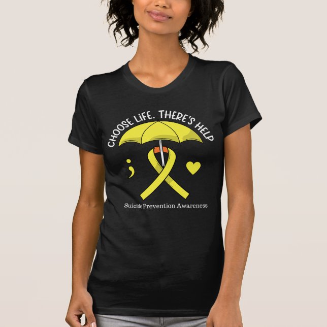 T-shirt Vie Jaune Parapluie Ruban Sensibilisation au suici (Devant)