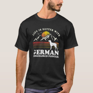 T-shirt Vie Meilleur Allemand Pointeur Longhair Chien Vint