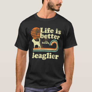 T-shirt Vie Meilleur Beaglier Vintage Chien Maman Papa