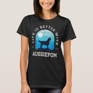 T-shirt Vie Meilleure Aussiepom Vintage Blue Chien Maman P
