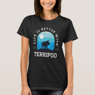 T-shirt Vie Meilleure Terripoe Vintage Blue Chien Maman Pa