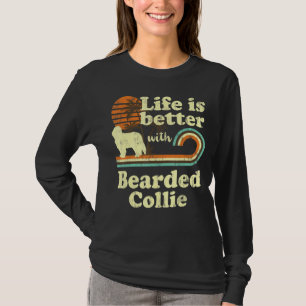 T-shirt Vie mieux Porté Collie Vintage Chien Maman Papa