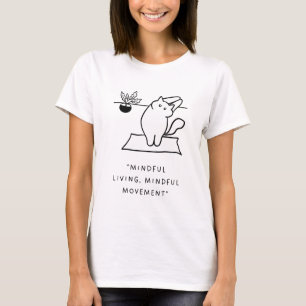 T-shirt "Vie Mineure, Mouvement Minutieux" Chat de Yoga