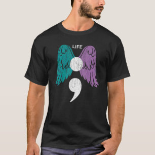 T-shirt Vie Semicolon Ailes Sensibilisation au suicide San
