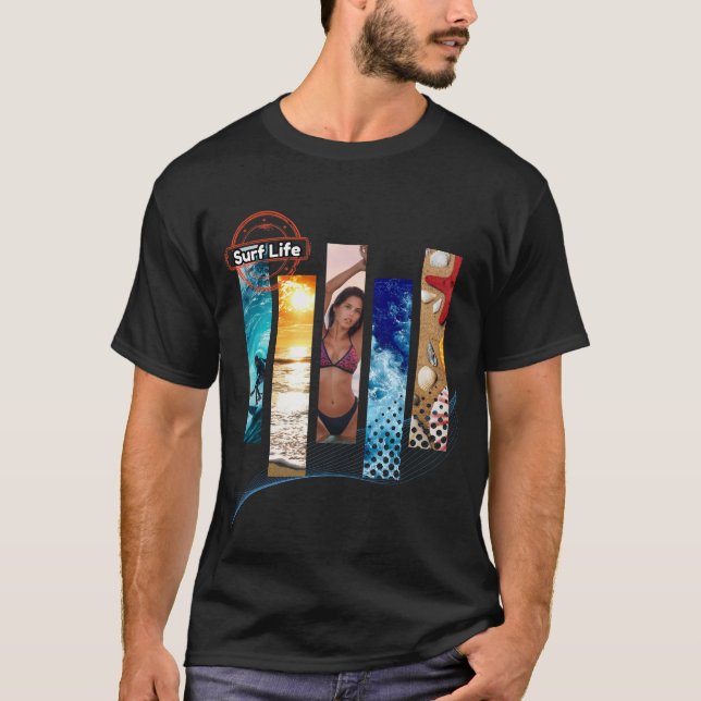 T-shirt Vie surf - Bandes d'été (Devant)