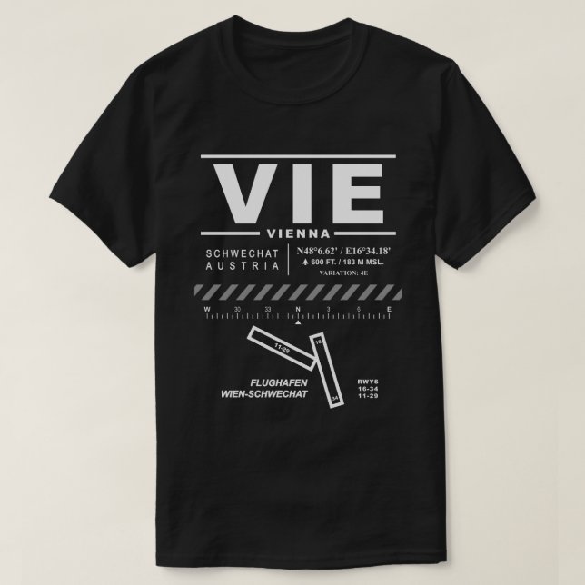 T-shirt VIE Tee - shirt de l'aéroport international de Vie (Design devant)