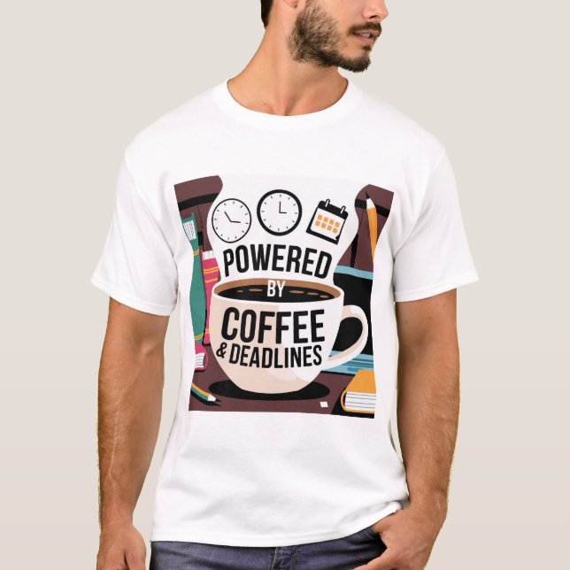 T-shirt "Vie universitaire alimentée par le café - Carbure (Devant)