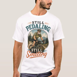T-shirt Vieil Homme à Vélo Encore Pédalant, Encore Sourire