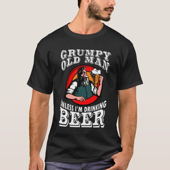 T-shirt Vieil homme grincheux à moins que bière Im potable (Devant)