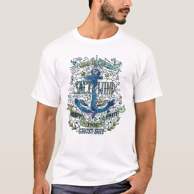 T-shirt Vieille affiche d'Ancre de marin (Devant)