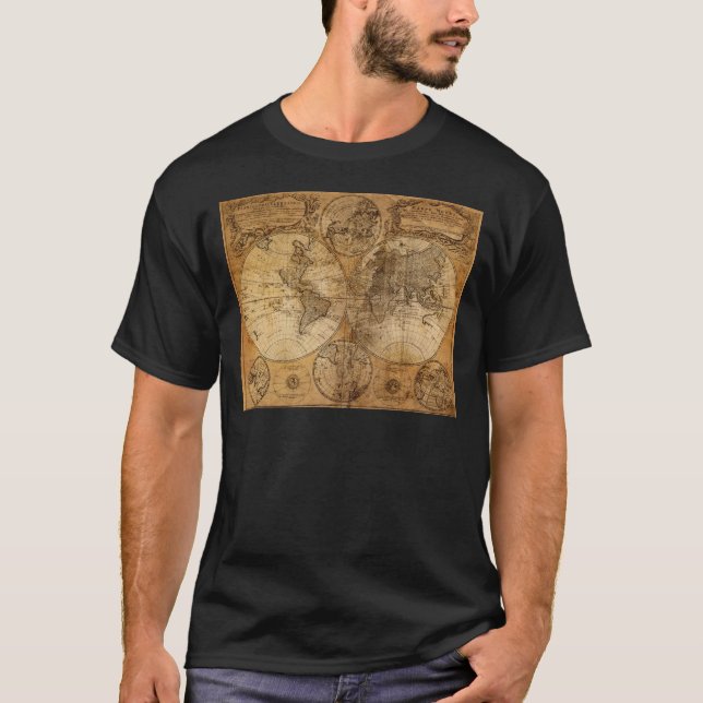 T-shirt Vieille carte vintage du monde (Devant)