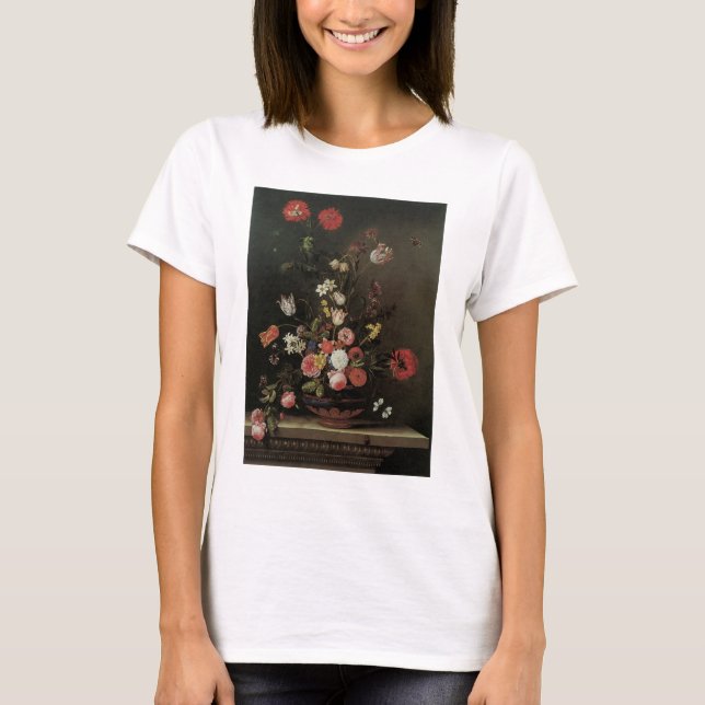 T-shirt Vieille Composition Florale Baroque de Fleurs dans (Devant)