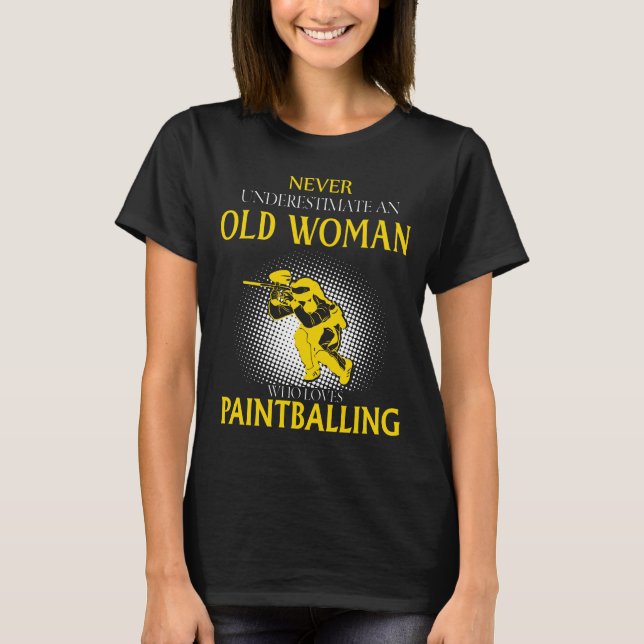 T-shirt Vieille Femme Qui Aime PINTBALING (Devant)