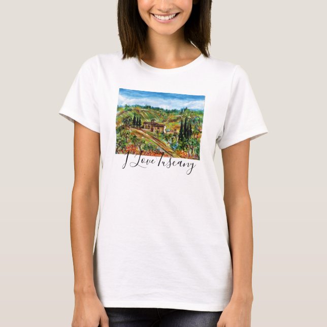 T-SHIRT VIEILLE FERME, OLIVIERS DANS LE PAYSAGE TOSCANE (Devant)