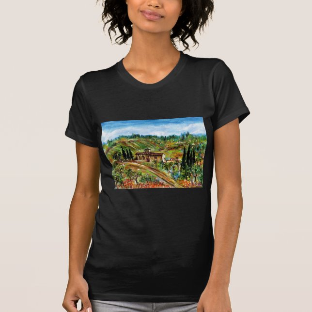 T-SHIRT VIEILLE FERME, OLIVIERS DANS LE PAYSAGE TOSCANE (Devant)