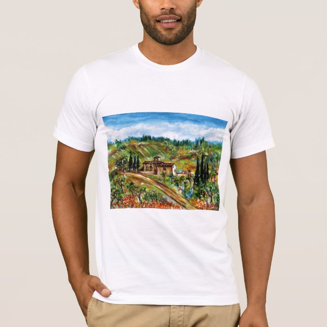 T-SHIRT VIEILLE FERME, OLIVIERS DANS LE PAYSAGE TOSCANE (Devant)