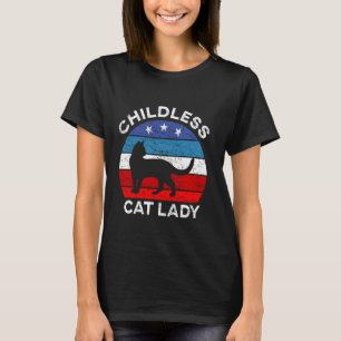 T-shirt Vieille fille sans enfants féline rétro