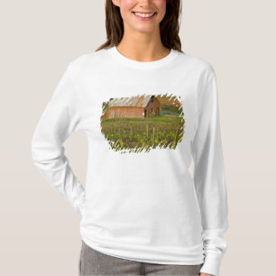 T-shirt Vieille grange rouge au bord du vignoble de Zinfan