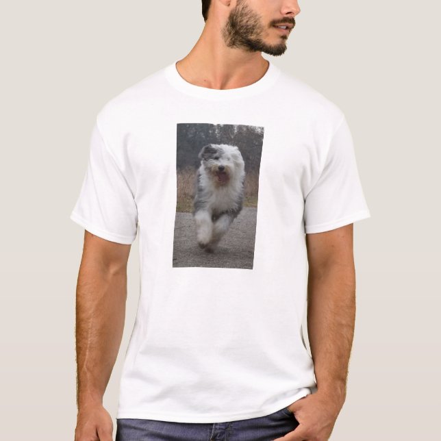 T-shirt Vieille pièce en t anglaise de chien de berger - (Devant)