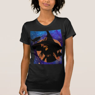 T-shirt Vieille sorcière Art Lune noire merle