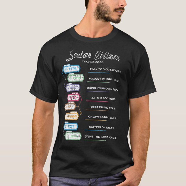 T-shirt Vieilles Personnes Âgées Code de Textes seniors se (Devant)