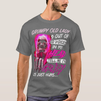 T-shirt Vielle dame grincheuse 9 voix sur 10 dans ma tête