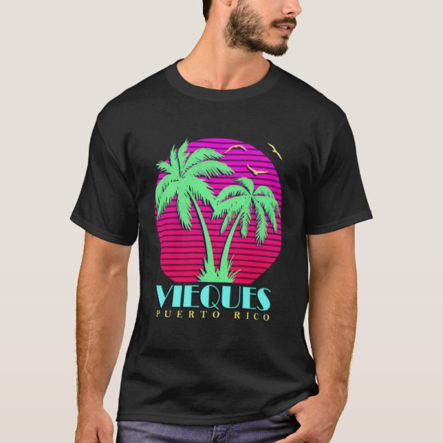 T-shirt Vieques Porto Rico Palm Trees (Devant)