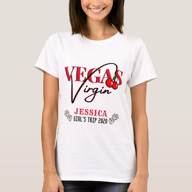 T-shirt Vierge de Vegas| Red Cherry Vegas 1ère fois (Devant)