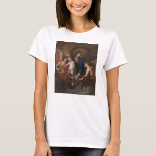 T-shirt Vierge et enfant avec la musique faisant des anges