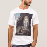 T-shirt Vierge Marie de Lourdes<br><div class="desc">Elle est vénérée sous ce titre par l'église catholique romaine en raison de ses apparitions qui se sont produites à Lourdes,  en France. Première apparition du 11 février 1858,  dont Bernadette Soubirous.</div>
