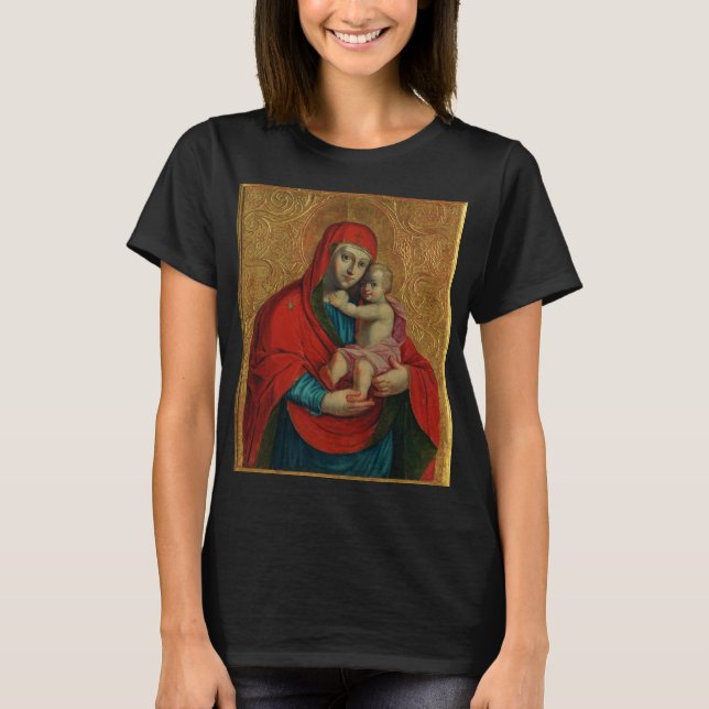 T-shirt Vierge Marie et Enfant Jésus par Jan Rombauer (Devant)