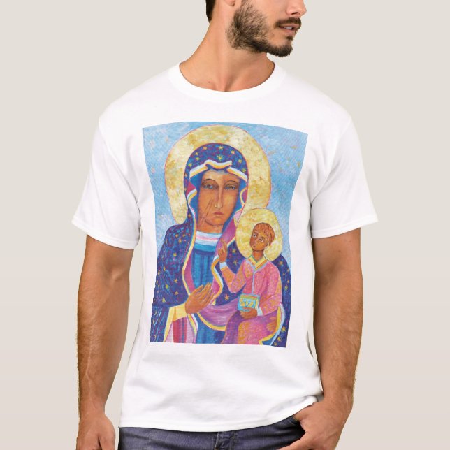 T-shirt Vierge Marie et Enfant Jésus Vierge noire Marie (Devant)