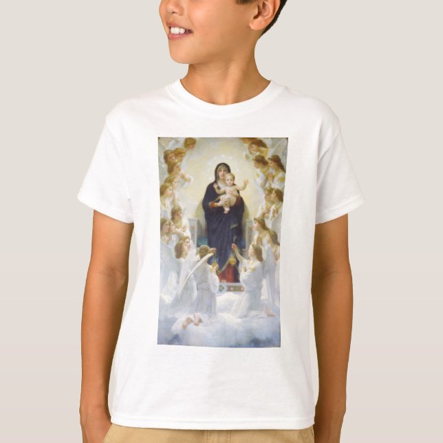 T-shirt Vierge Marie et Jésus aux anges (Devant)