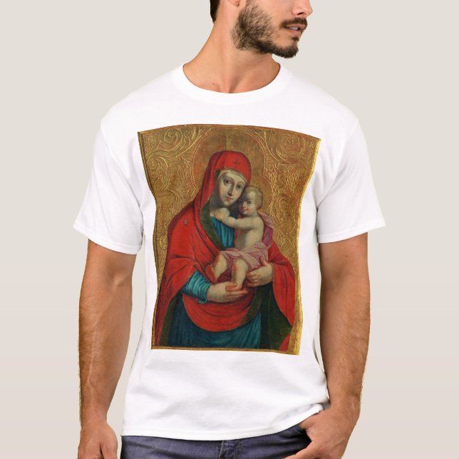 T-shirt Vierge Marie et Jésus enfant par Jan Rombauer (Devant)