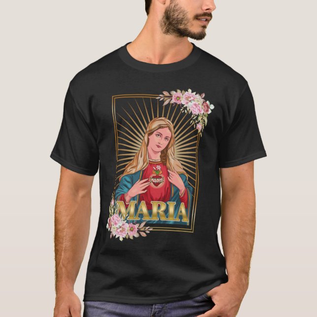 T-shirt Vierge Marie et son coeur immaculé (Devant)