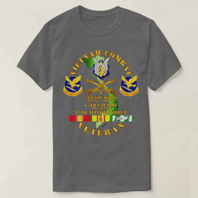 T-shirt Vietnam Combat Cavalry Vet avec 7e Escadron 17e Ai (Design devant)