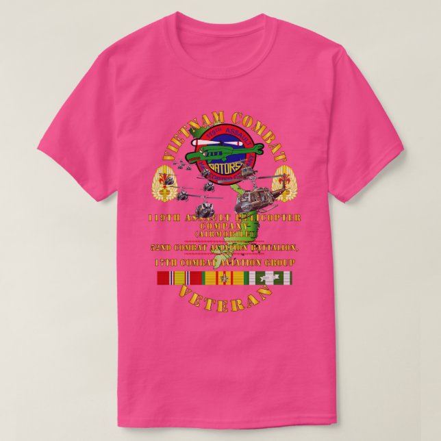 T-shirt Vietnam Combat Vet 119e AHC 52e CAB 17e Combat (Design devant)