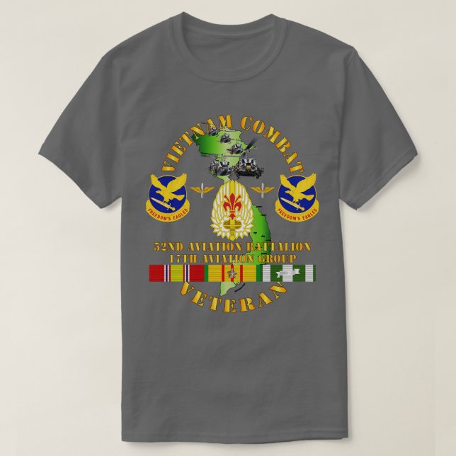 T-shirt Vietnam Combat Vet 52e Aviation Bn 17e Aviation (Design devant)