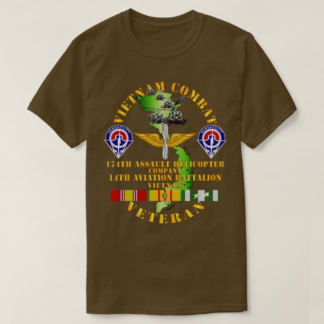 T-shirt Vietnam Combat Vétérinaire 174e AHC avec 14e Avn B (Design devant)