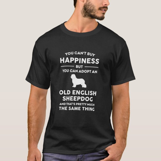 T-shirt Vieux anglais Sheepdog adoption bonheur (Devant)