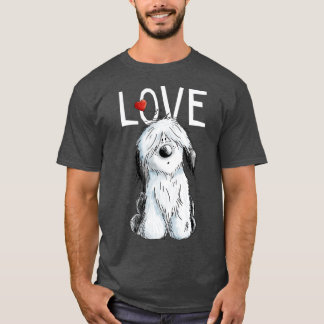 T-shirt Vieux anglais Sheepdog Love I Dog Tee Bobtail Cade