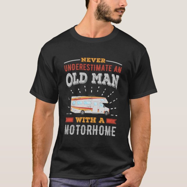 T-shirt Vieux avec camping-car père (Devant)