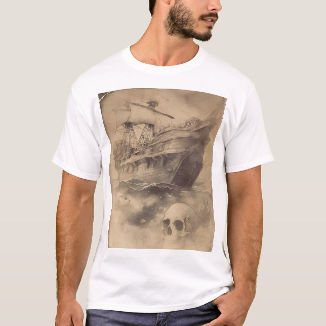 T-shirt Vieux bateau de pirate perdu (Devant)