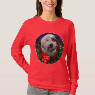 T-shirt Vieux cadeaux anglais de Noël de chien de berger