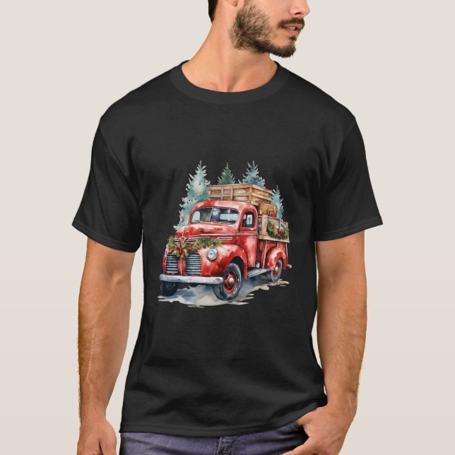 T-shirt Vieux camionnette rouge semi-camionnette conducteu (Devant)