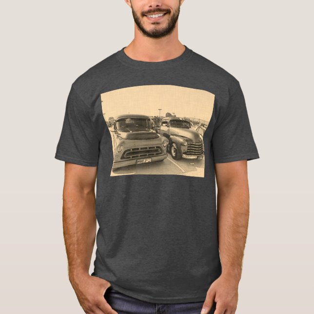 T-shirt Vieux Camions Classiques Voitures Croquis (Devant)