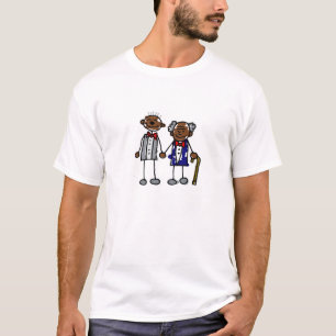 T-shirt Vieux couple gris noir