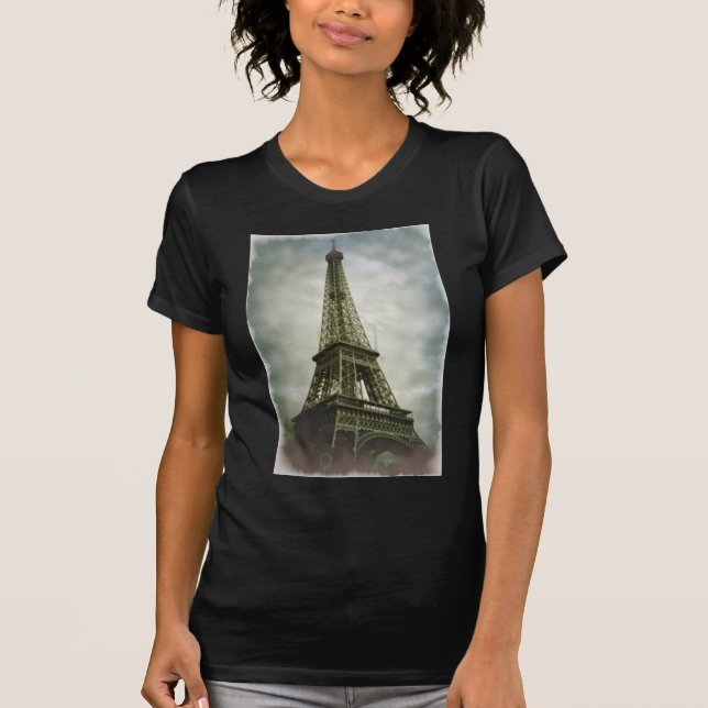 T-shirt Vieux effet photo Tour Eiffel Paris (Devant)