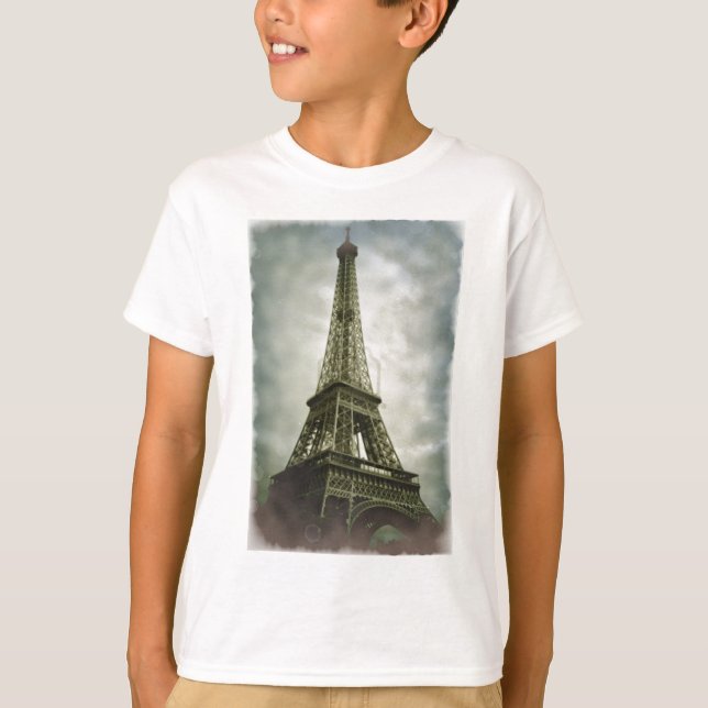 T-shirt Vieux effet photo Tour Eiffel Paris (Devant)